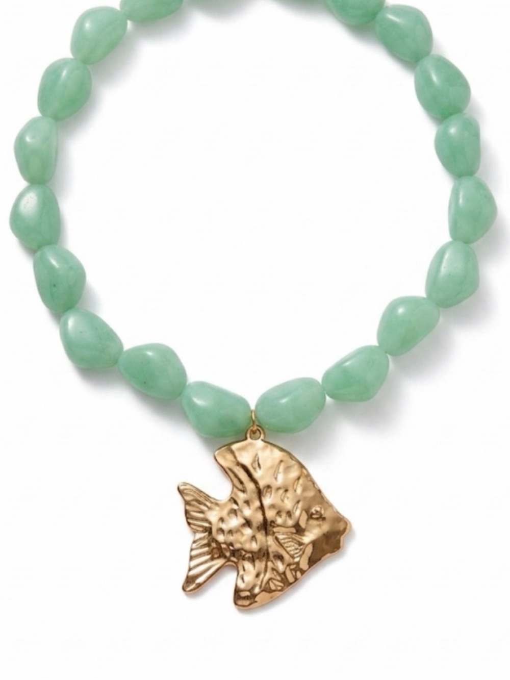 NWT ⚜️🐟⚜️ PIPER K Sea Glass Green Bead Necklace with Fish Pendant